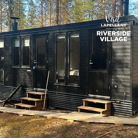 샬레 Visit Lapelland - Riverside Village With A Nature View, Fireplace, Sauna, Kitchen Äkäslompolo